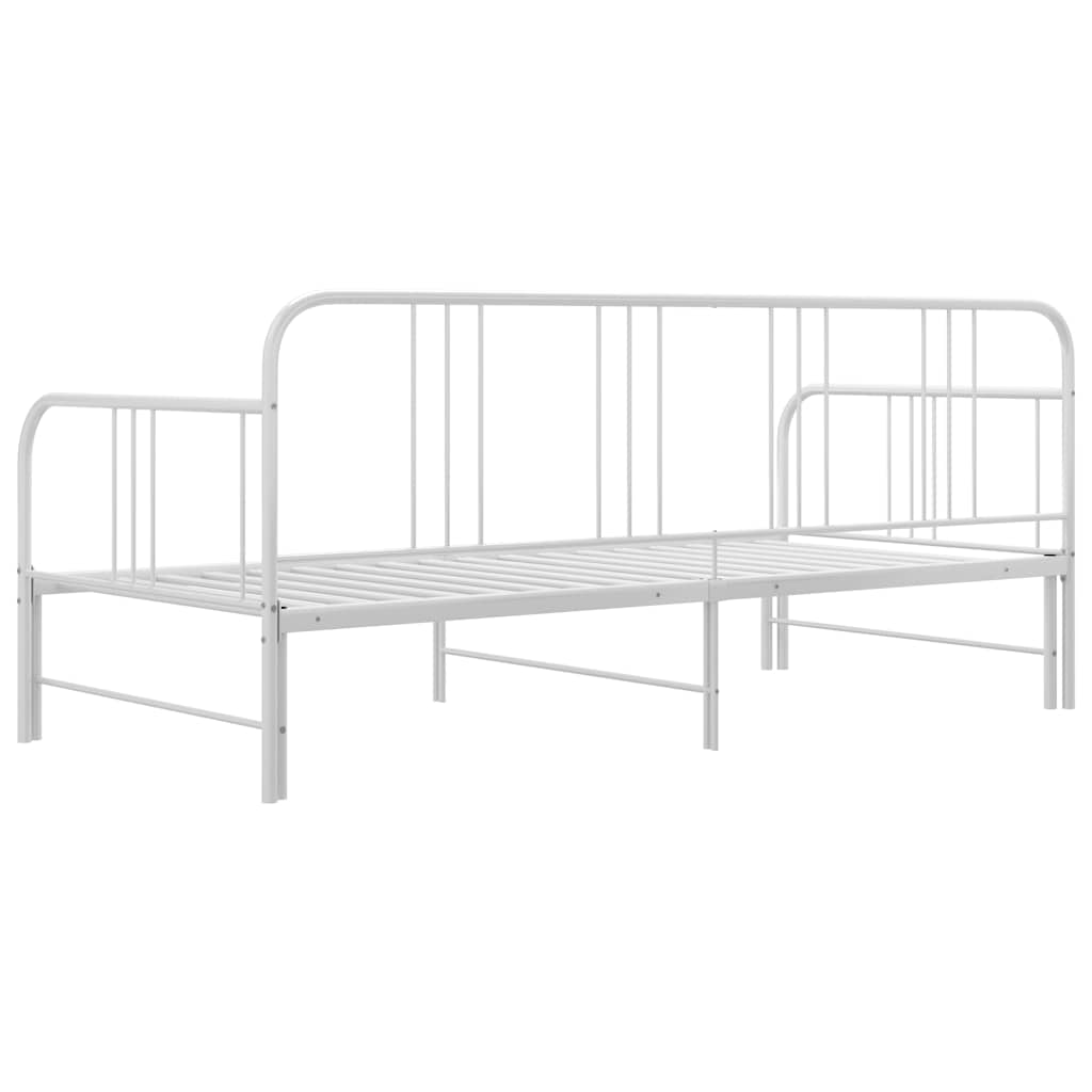 vidaXL Sofa z wysuwaną ramą łóżka, biała, metalowa, 90x200 cm