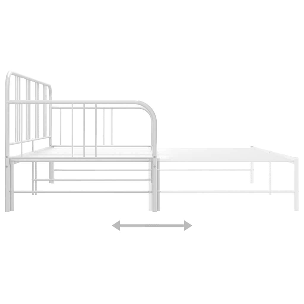 vidaXL Sofa z wysuwaną ramą łóżka, biała, metalowa, 90x200 cm