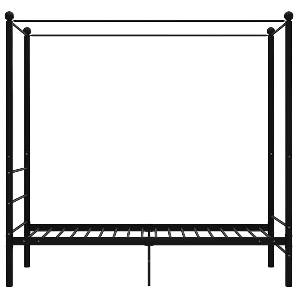 vidaXL Rama łóżka z baldachimem, czarna, metalowa, 90 x 200 cm