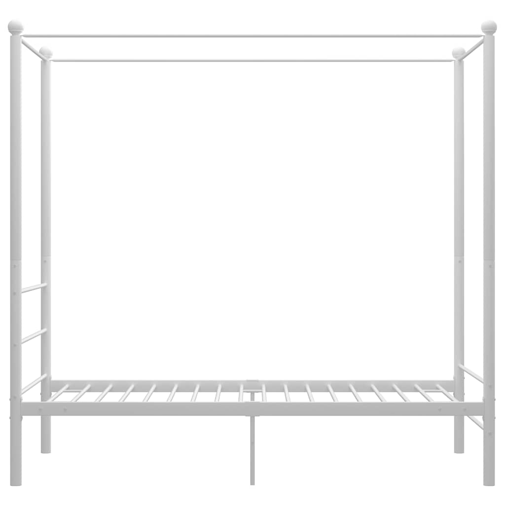 vidaXL Rama łóżka z baldachimem, biała, metalowa, 90 x 200 cm