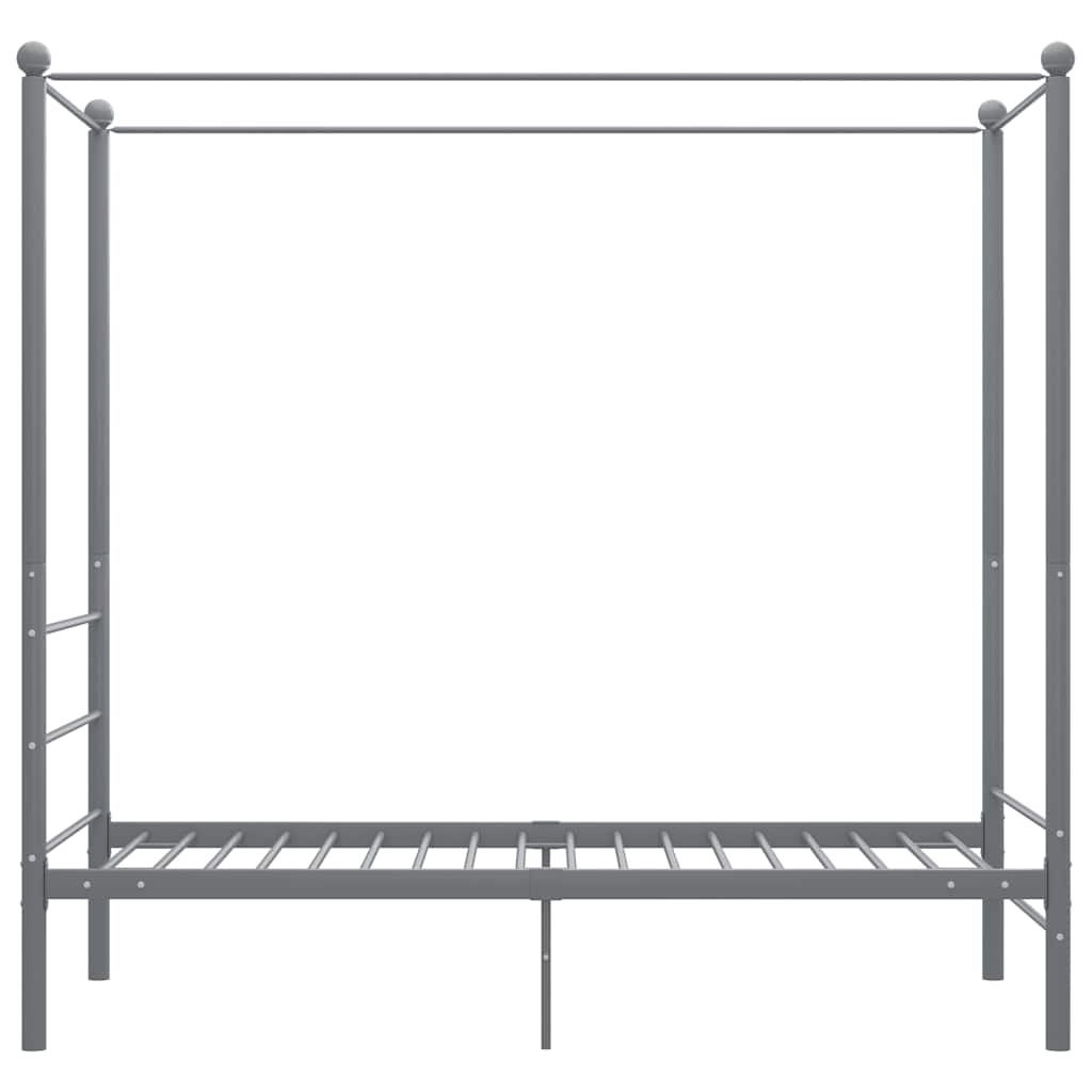 vidaXL Rama łóżka z baldachimem, szara, metalowa, 90 x 200 cm