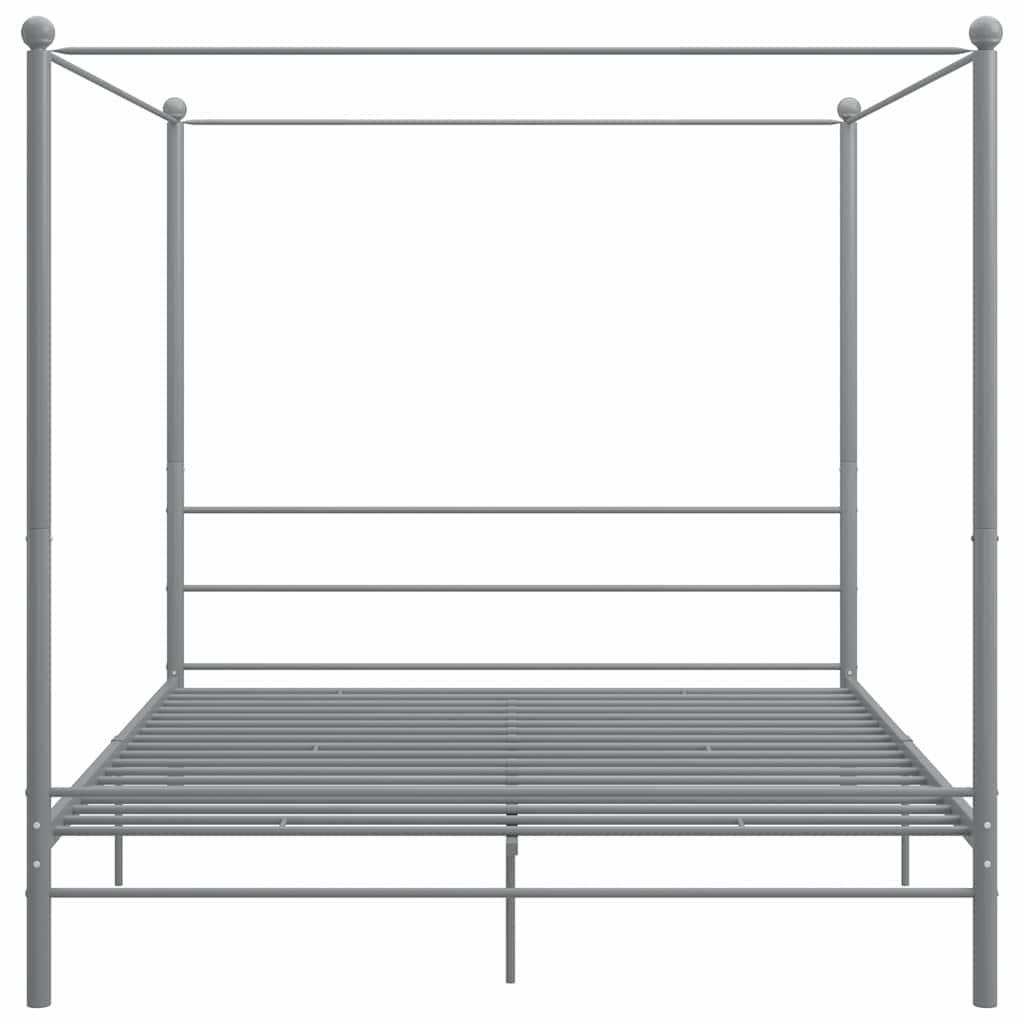 vidaXL Rama łóżka z baldachimem, szara, metalowa, 200 x 200 cm