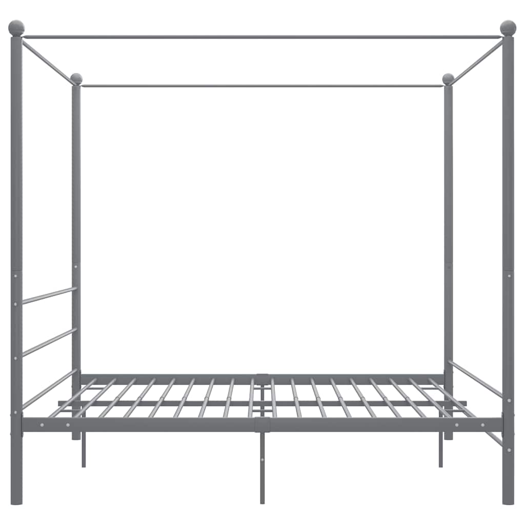 vidaXL Rama łóżka z baldachimem, szara, metalowa, 200 x 200 cm