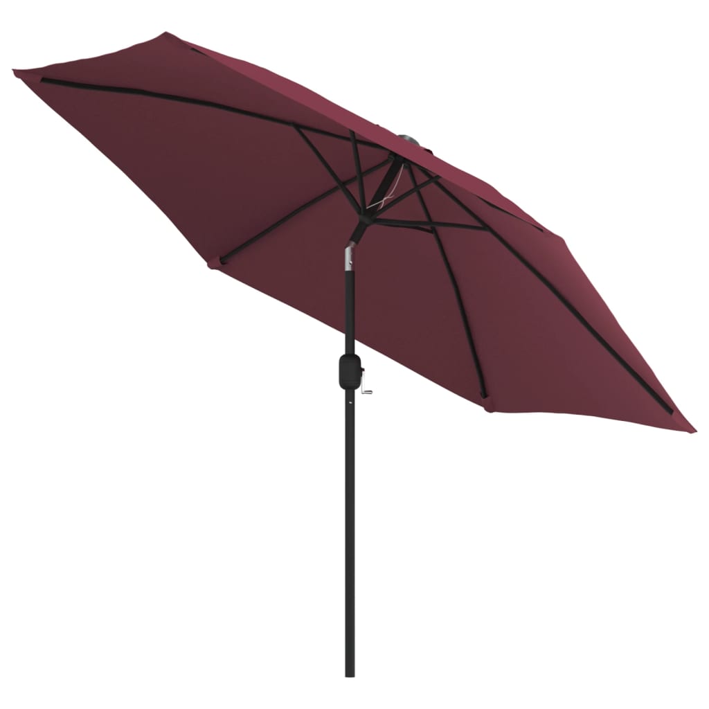 vidaXL Parasol ogrodowy z LED i stalowym słupkiem, 300 cm, bordowy