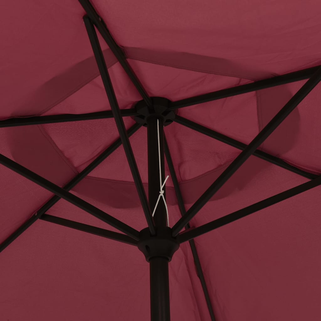 vidaXL Parasol ogrodowy z LED i stalowym słupkiem, 300 cm, bordowy
