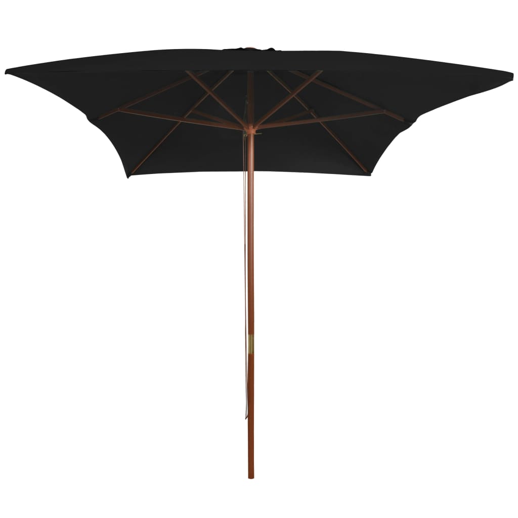 vidaXL Parasol ogrodowy na drewnianym słupku, czarny, 200x300 cm