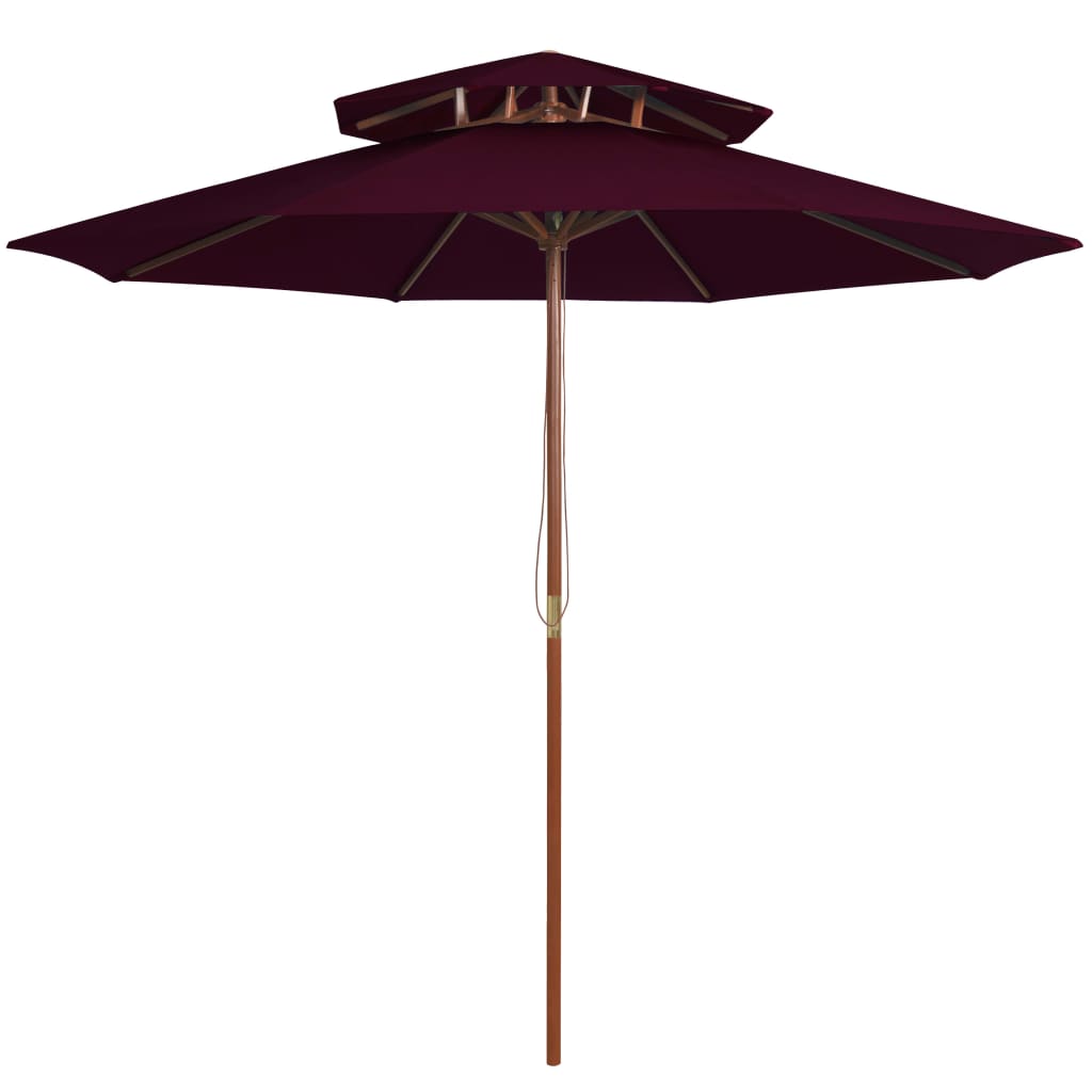 vidaXL Parasol ogrodowy z dwupoziomową czaszą, bordowy, 270 cm