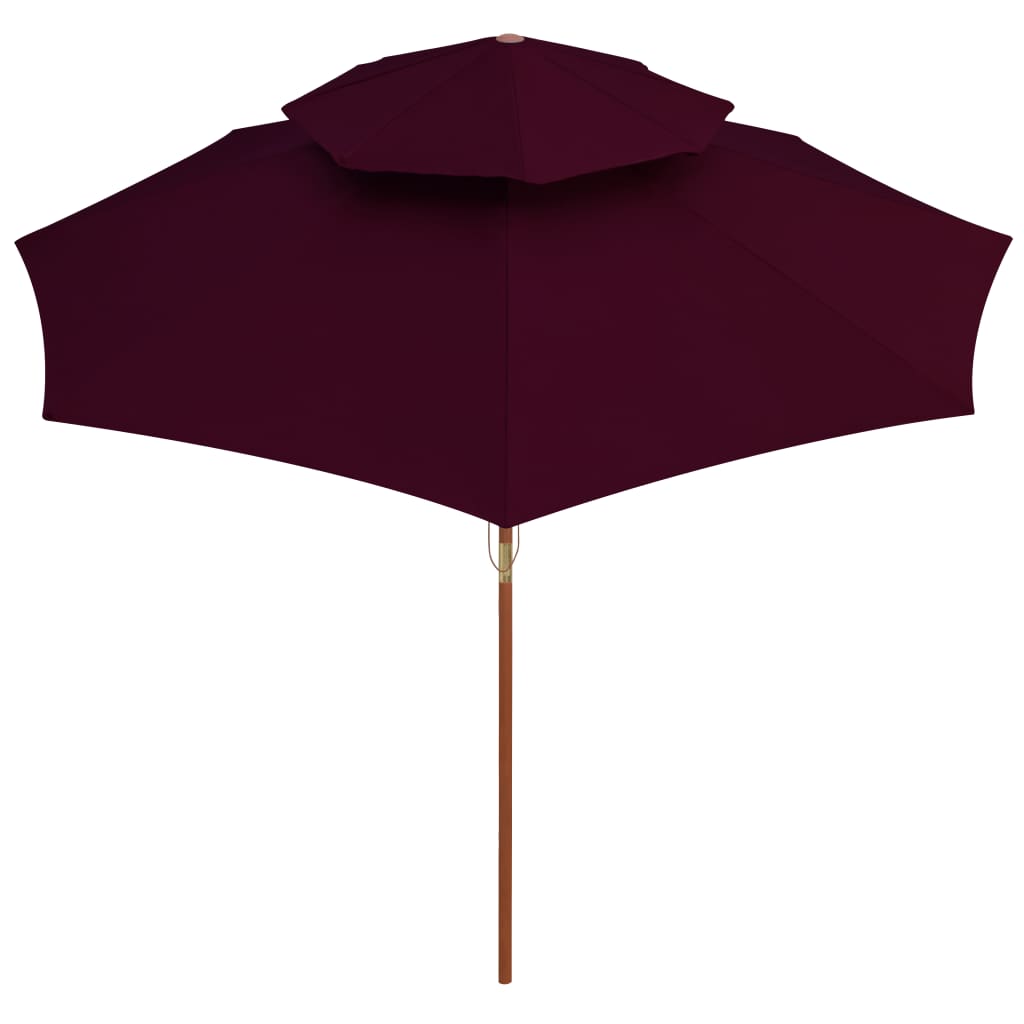 vidaXL Parasol ogrodowy z dwupoziomową czaszą, bordowy, 270 cm