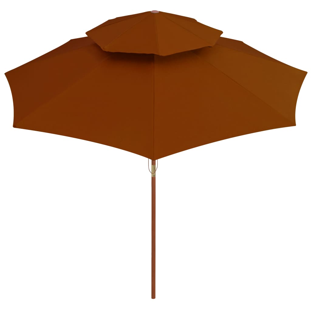 vidaXL Parasol ogrodowy z dwupoziomową czaszą, terakota, 270 cm