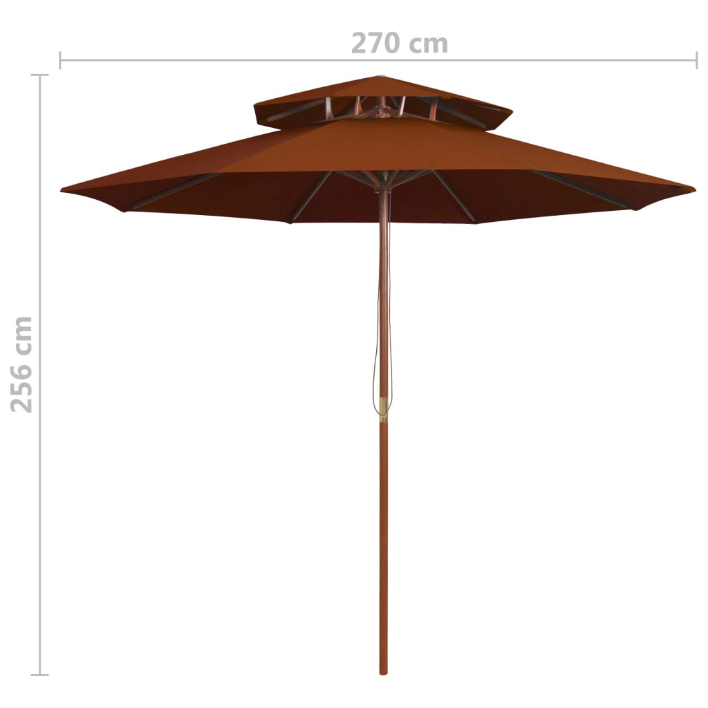 vidaXL Parasol ogrodowy z dwupoziomową czaszą, terakota, 270 cm