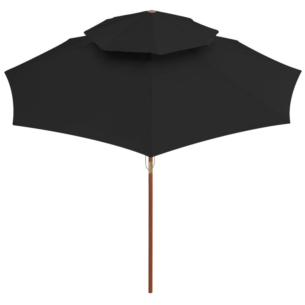 vidaXL Parasol ogrodowy z dwupoziomową czaszą, czarny, 270 cm