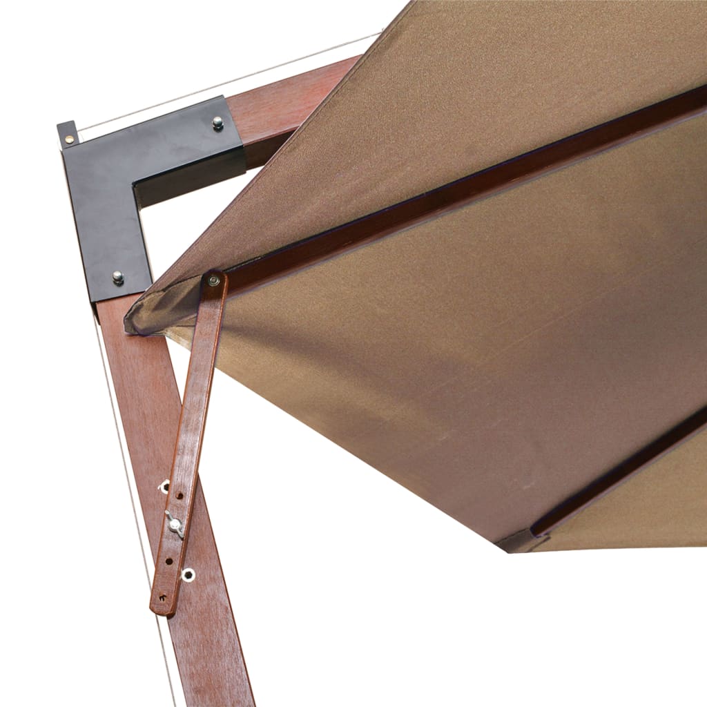 vidaXL Parasol ogrodowy wiszący, jodłowy słupek, taupe, 3,5x2,9 m