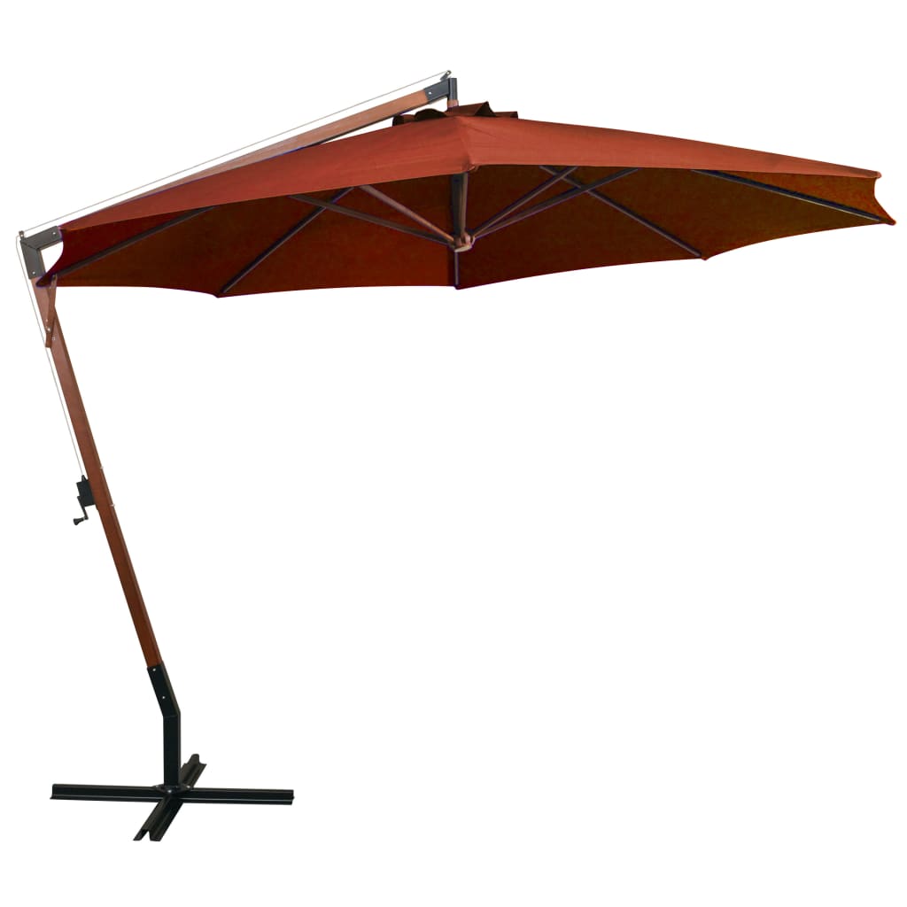 vidaXL Parasol ogrodowy wiszący, jodłowy słupek, terakota, 3,5x2,9 m