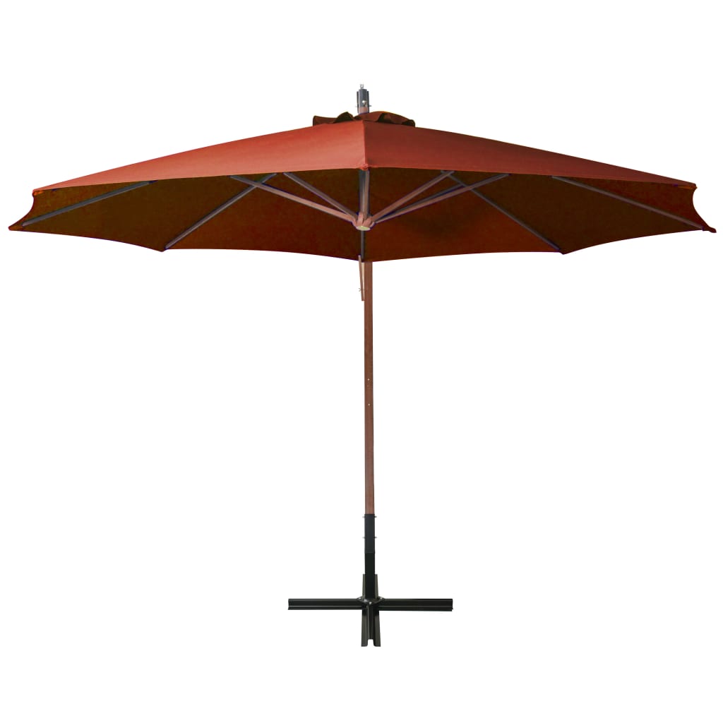 vidaXL Parasol ogrodowy wiszący, jodłowy słupek, terakota, 3,5x2,9 m