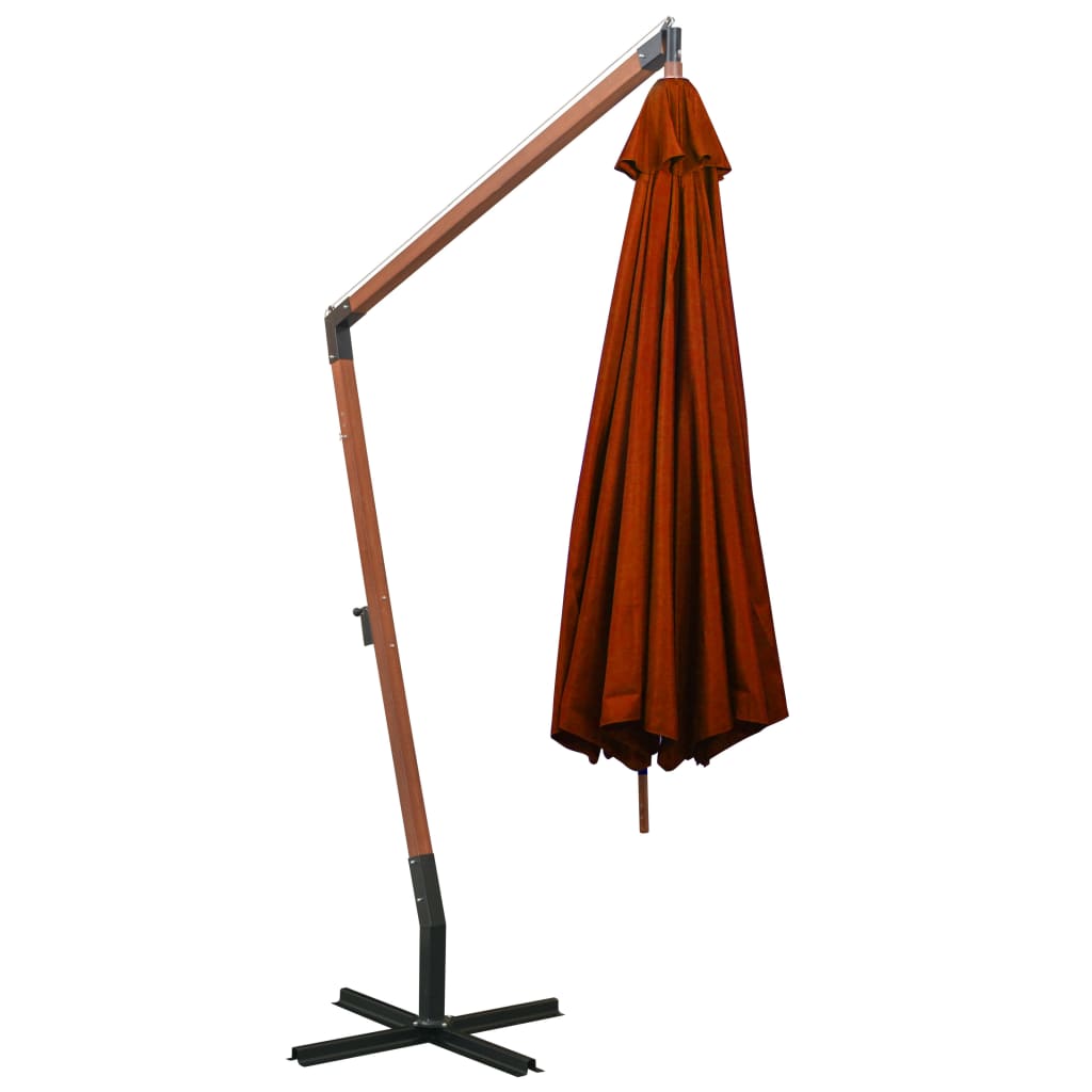 vidaXL Parasol ogrodowy wiszący, jodłowy słupek, terakota, 3,5x2,9 m