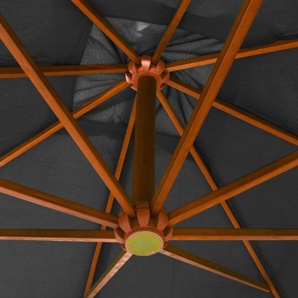 vidaXL Parasol ogrodowy wiszący, na jodłowym słupku, antracyt, 3x3 m