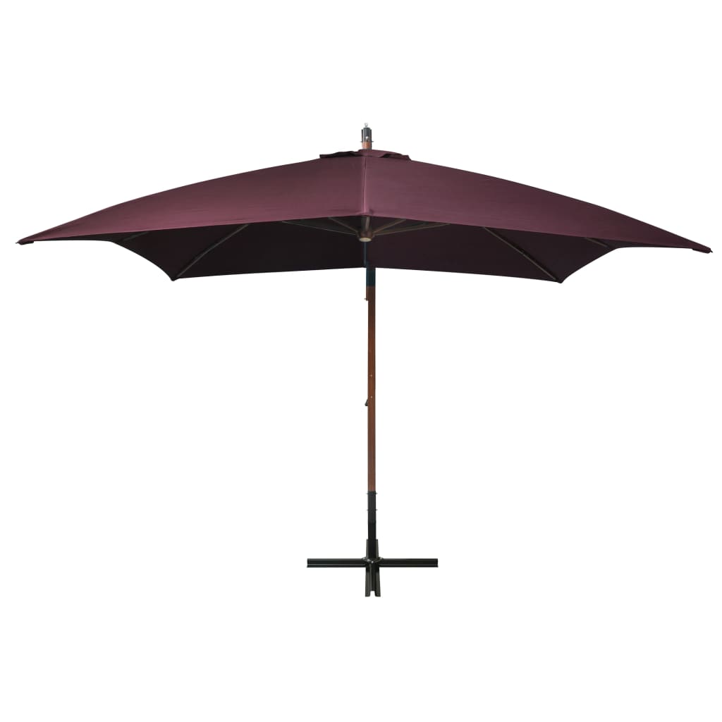 vidaXL Parasol ogrodowy wiszący, na jodłowym słupku, bordowy, 3x3 m