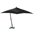 vidaXL Parasol ogrodowy wiszący, na jodłowym słupku, czarny, 3x3 m