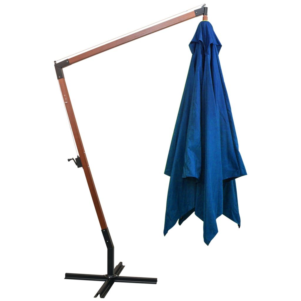 vidaXL Parasol ogrodowy wiszący, jodłowy słupek, niebieski, 3x3 m