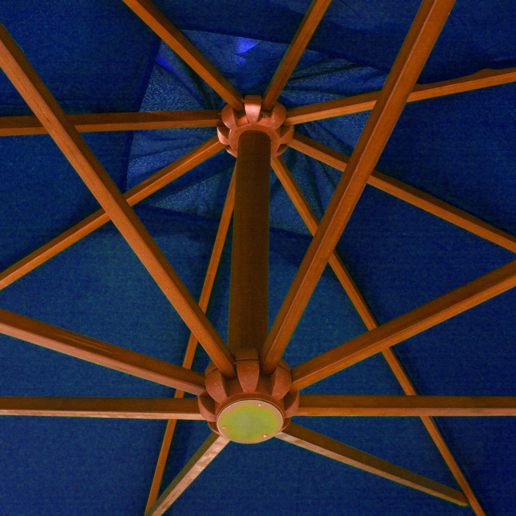 vidaXL Parasol ogrodowy wiszący, jodłowy słupek, niebieski, 3x3 m