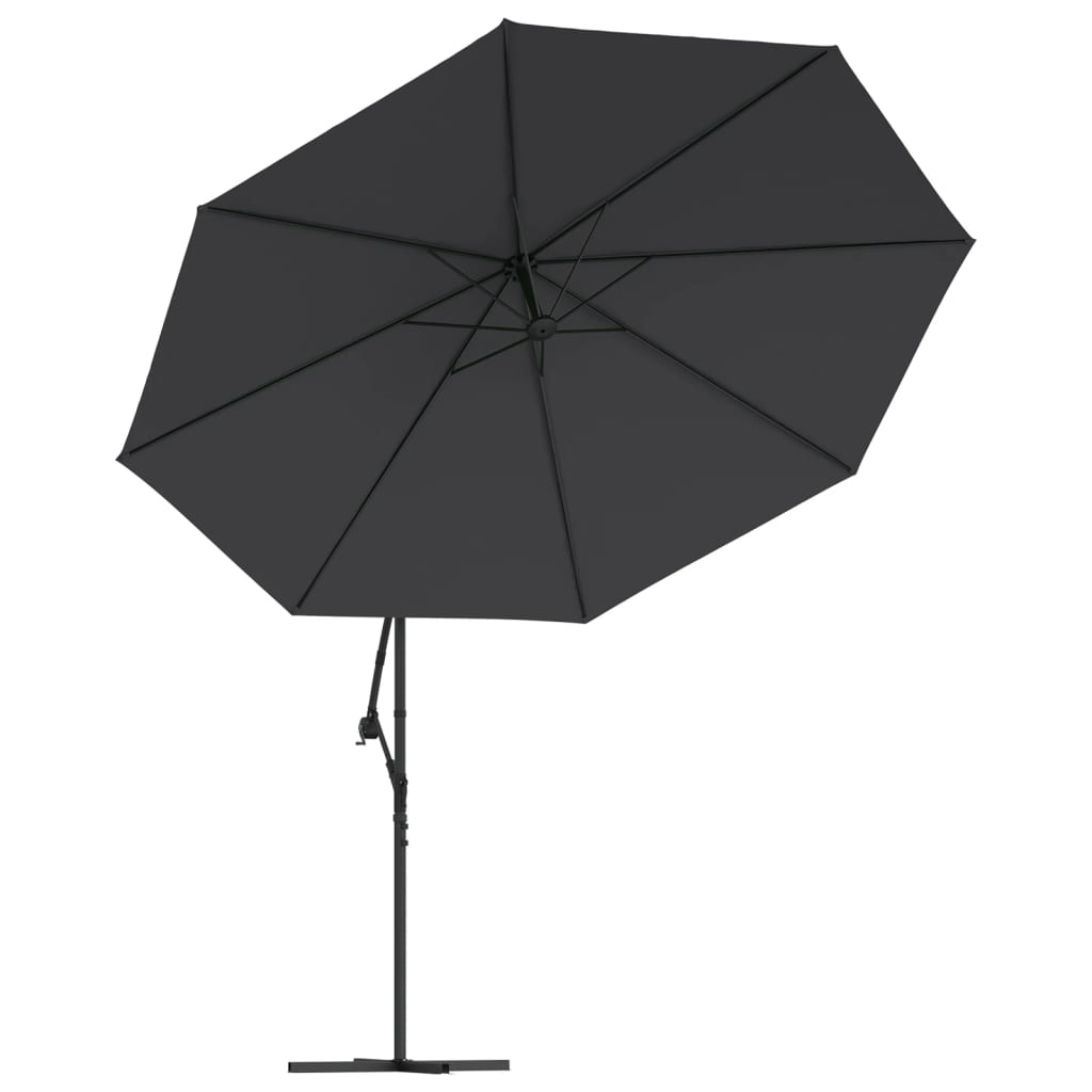 vidaXL Parasol ogrodowy z LED, wiszący, czarny, 350 cm