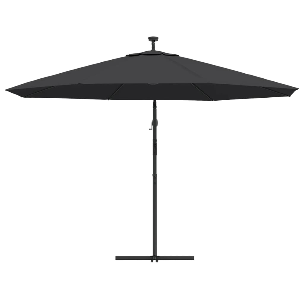 vidaXL Parasol ogrodowy z LED, wiszący, czarny, 350 cm