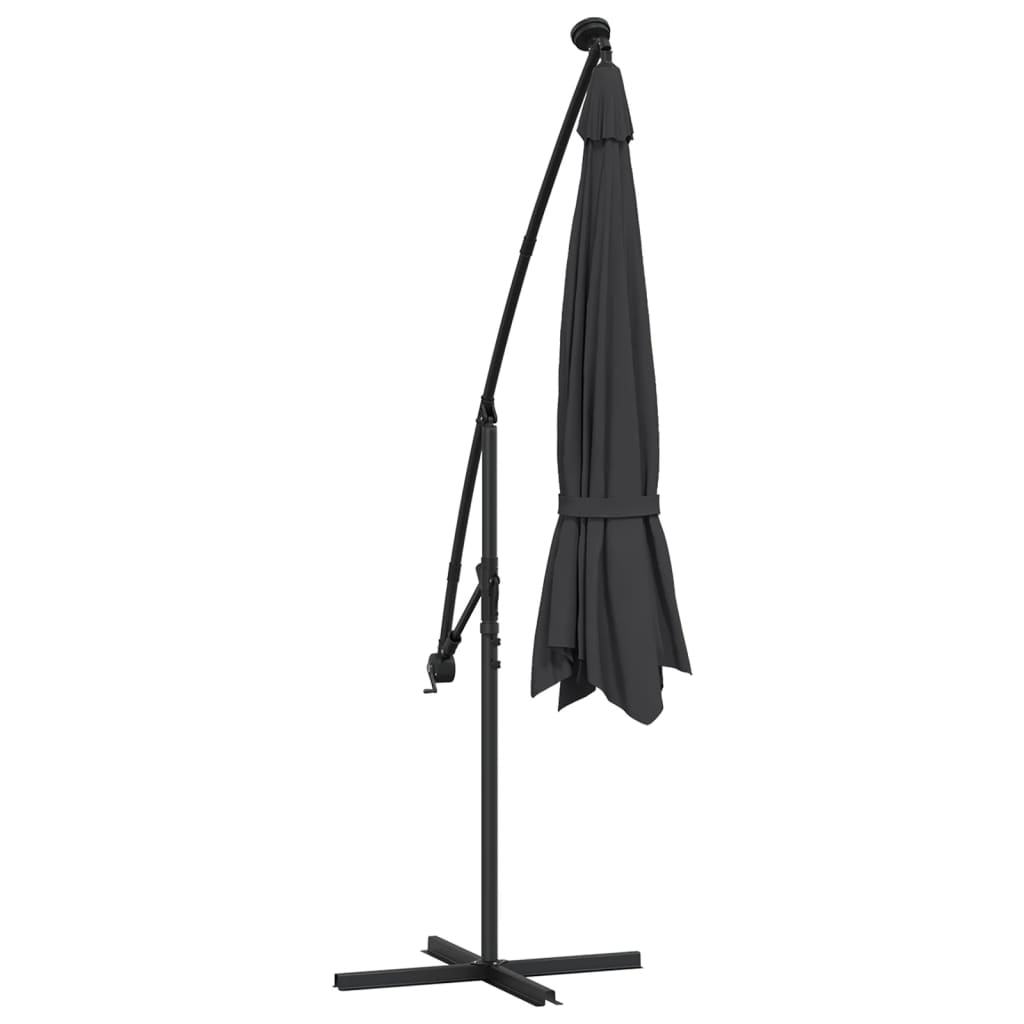 vidaXL Parasol ogrodowy z LED, wiszący, czarny, 350 cm