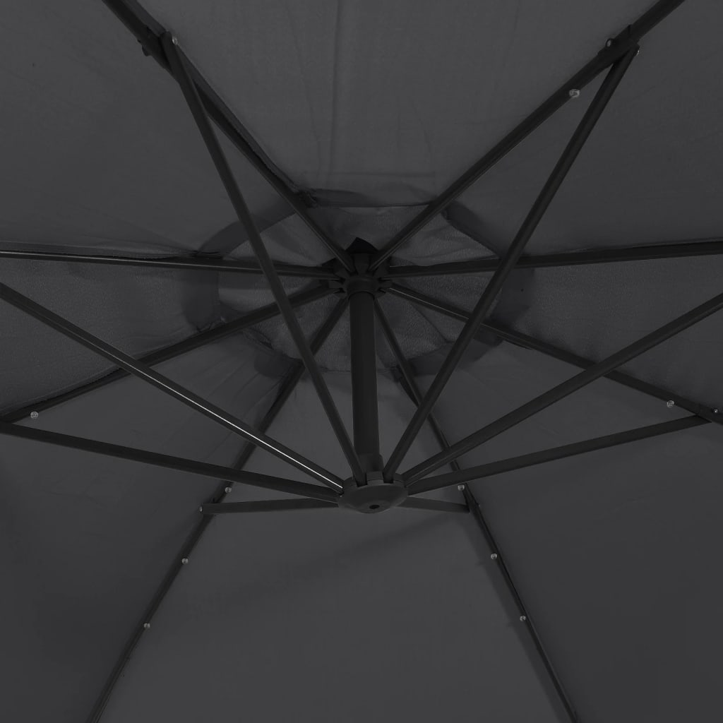 vidaXL Parasol ogrodowy z LED, wiszący, czarny, 350 cm
