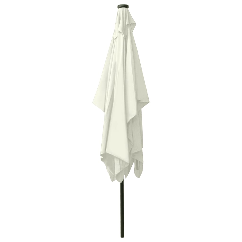 vidaXL Parasol ogrodowy z LED i stalowym słupkiem, piaskowy, 2x3 m