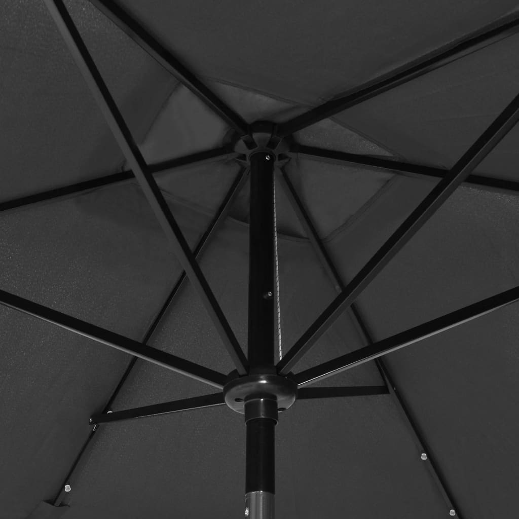 vidaXL Parasol ogrodowy z LED i stalowym słupkiem, antracytowy, 2x3 m