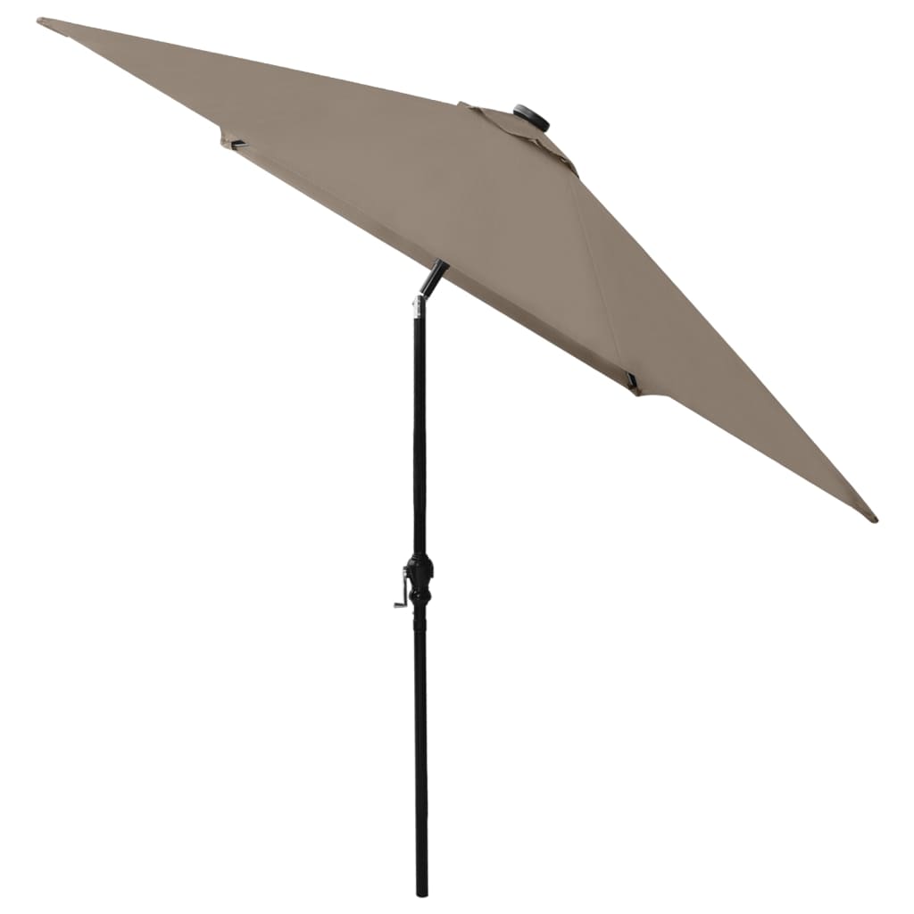 vidaXL Parasol ogrodowy z LED i stalowym słupkiem, taupe, 2x3 m