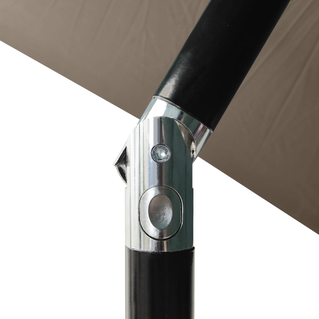 vidaXL Parasol ogrodowy z LED i stalowym słupkiem, taupe, 2x3 m