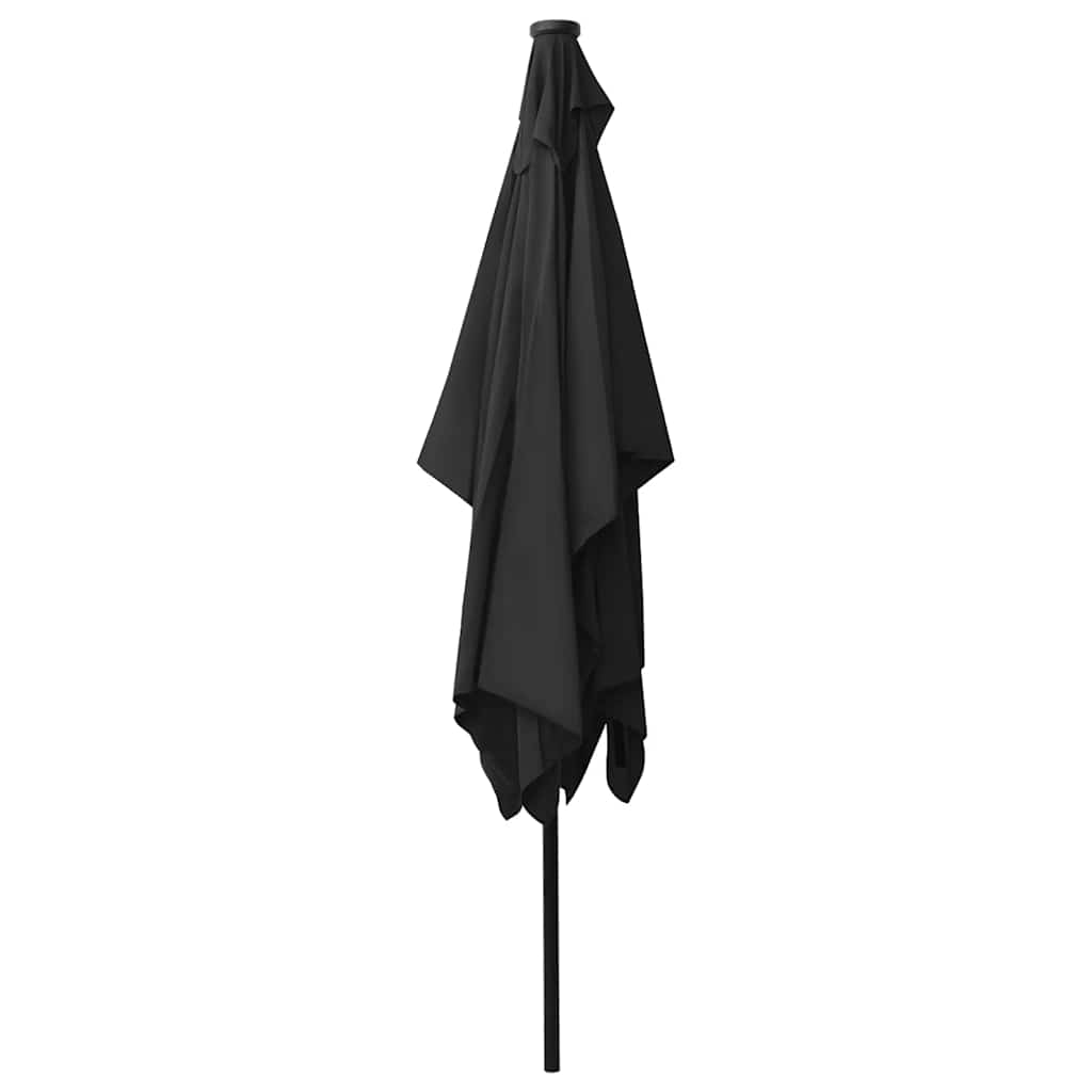 vidaXL Parasol ogrodowy z LED i stalowym słupkiem, czarny, 2x3 m
