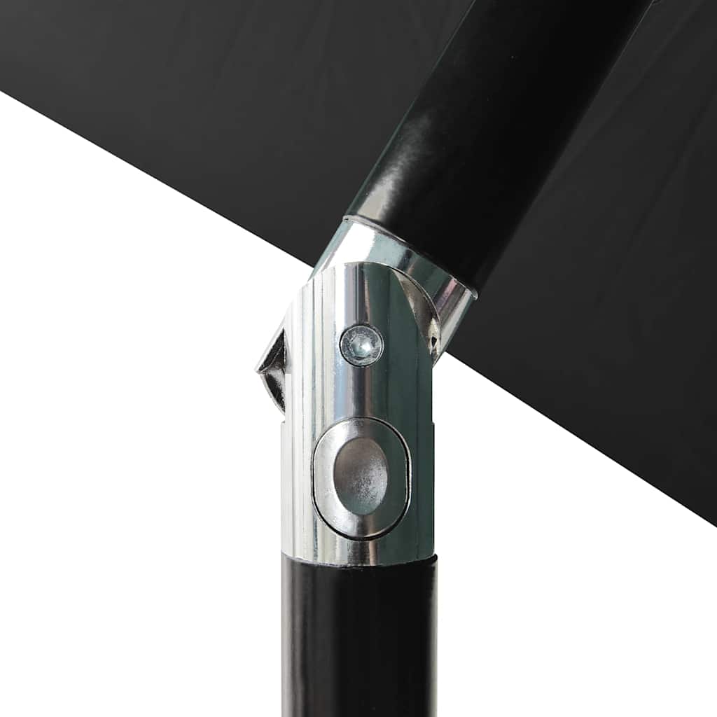 vidaXL Parasol ogrodowy z LED i stalowym słupkiem, czarny, 2x3 m