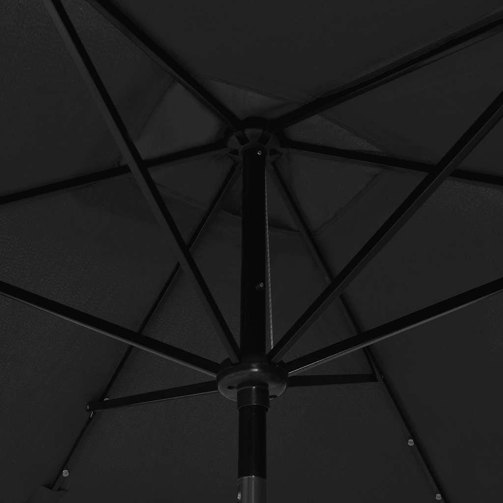 vidaXL Parasol ogrodowy z LED i stalowym słupkiem, czarny, 2x3 m