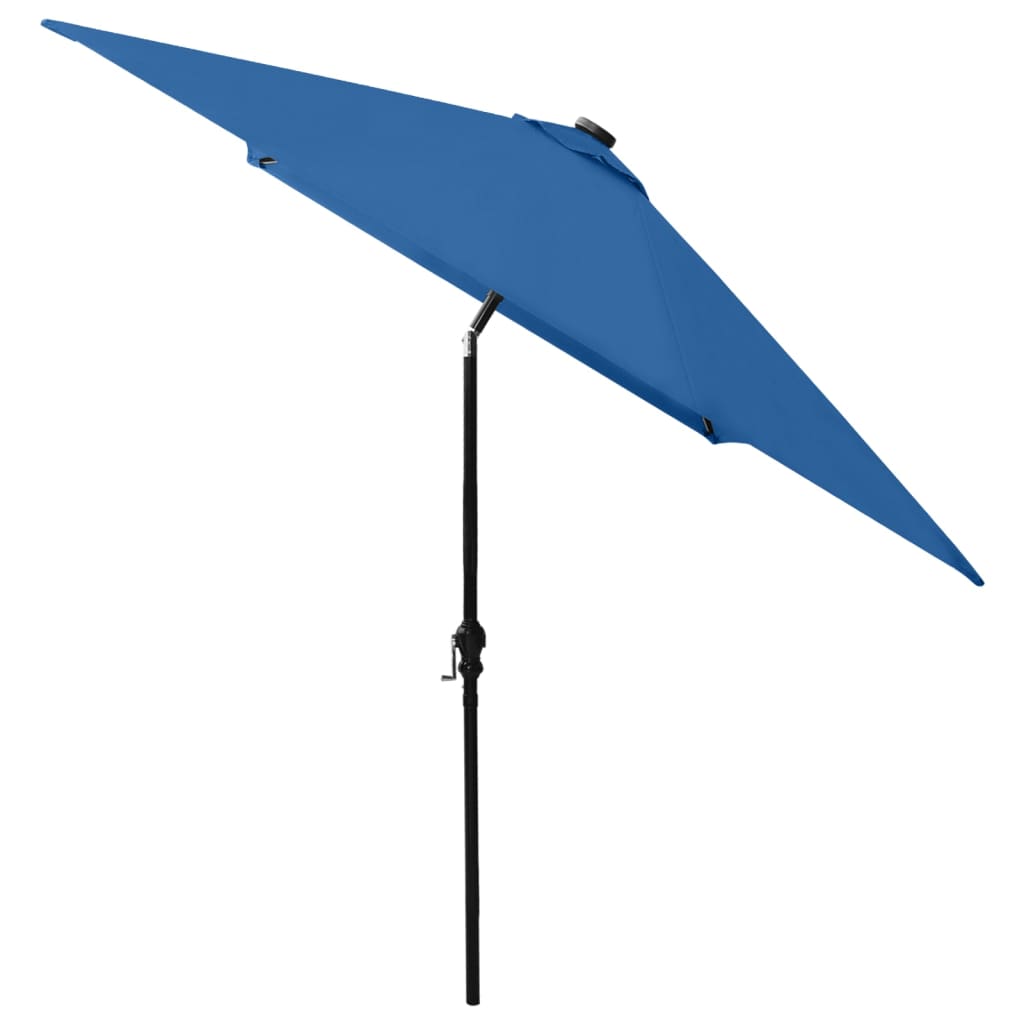 vidaXL Parasol ogrodowy z LED i stalowym słupkiem, niebieski, 2x3 m
