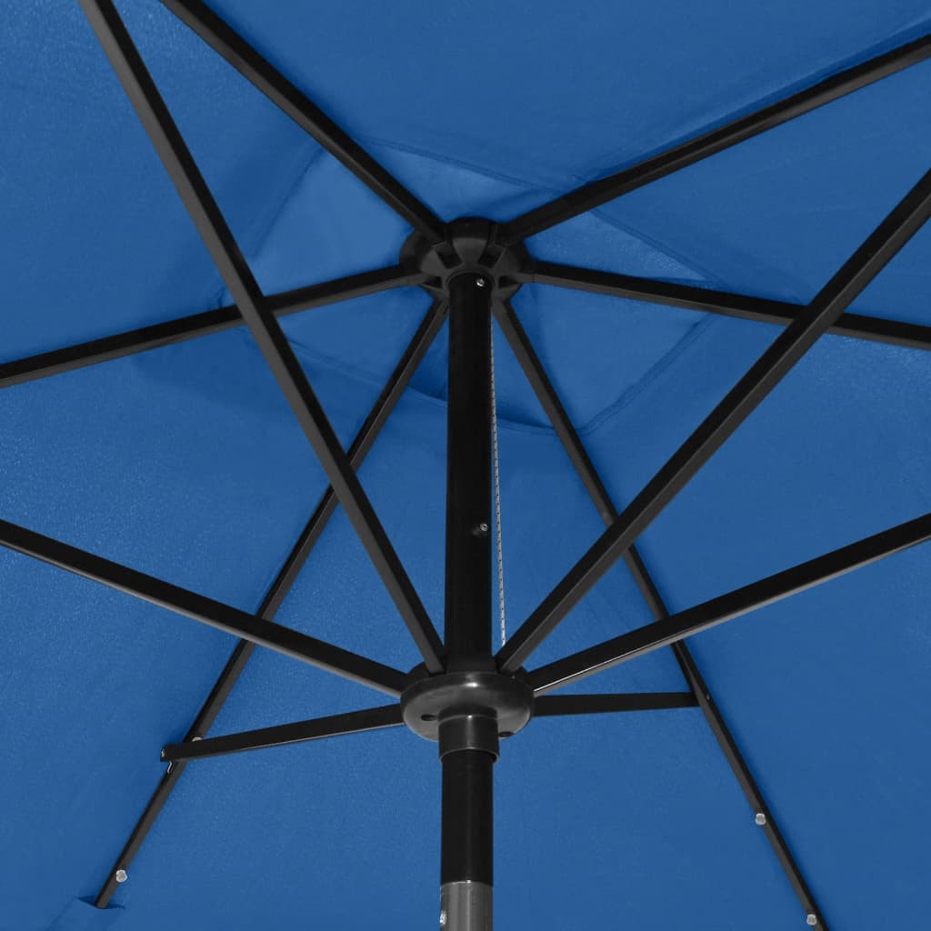 vidaXL Parasol ogrodowy z LED i stalowym słupkiem, niebieski, 2x3 m
