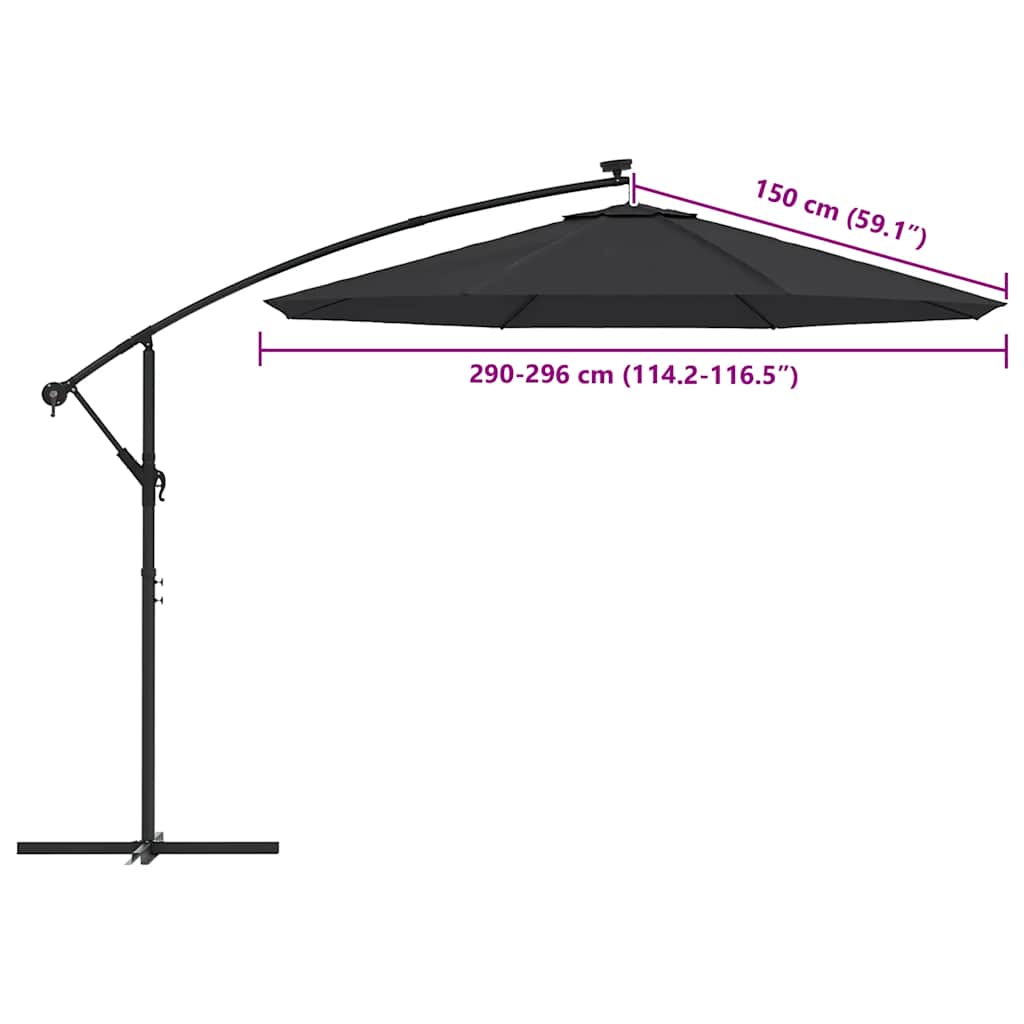 vidaXL Zamienne pokrycie parasola ogrodowego, czarne, 300 cm
