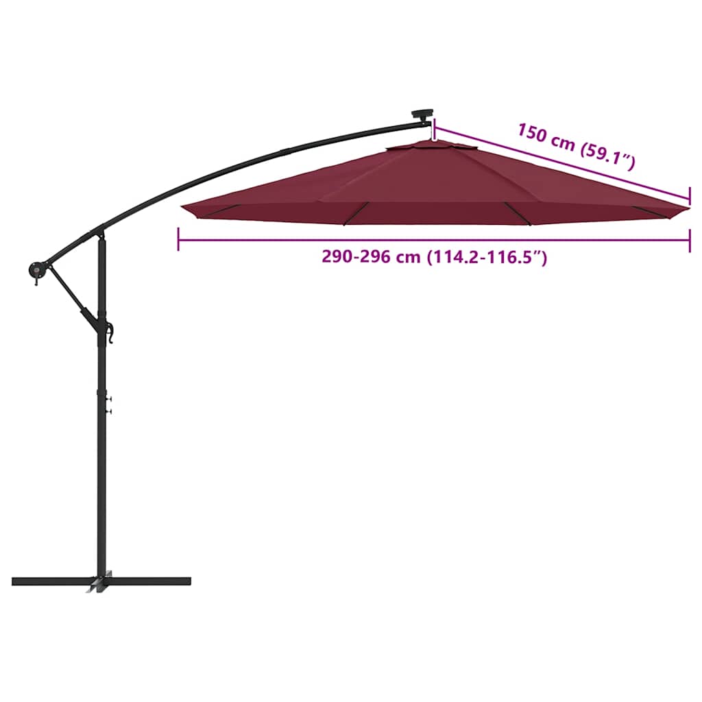 vidaXL Zamienne pokrycie parasola ogrodowego, bordo, 300 cm