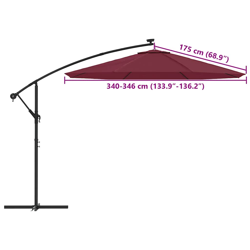 vidaXL Zamienne pokrycie parasola ogrodowego, bordo, 350 cm