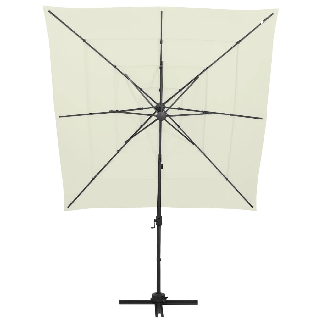 vidaXL 4-poziomowy parasol na aluminiowym słupku, piaskowy, 250x250 cm