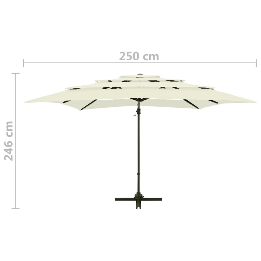 vidaXL 4-poziomowy parasol na aluminiowym słupku, piaskowy, 250x250 cm