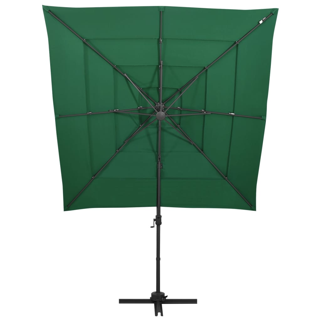 vidaXL 4-poziomowy parasol na aluminiowym słupku, zielony, 250x250 cm