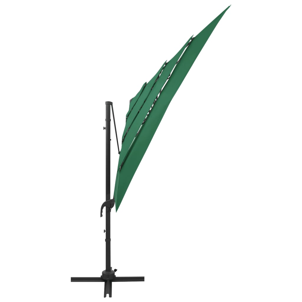 vidaXL 4-poziomowy parasol na aluminiowym słupku, zielony, 250x250 cm