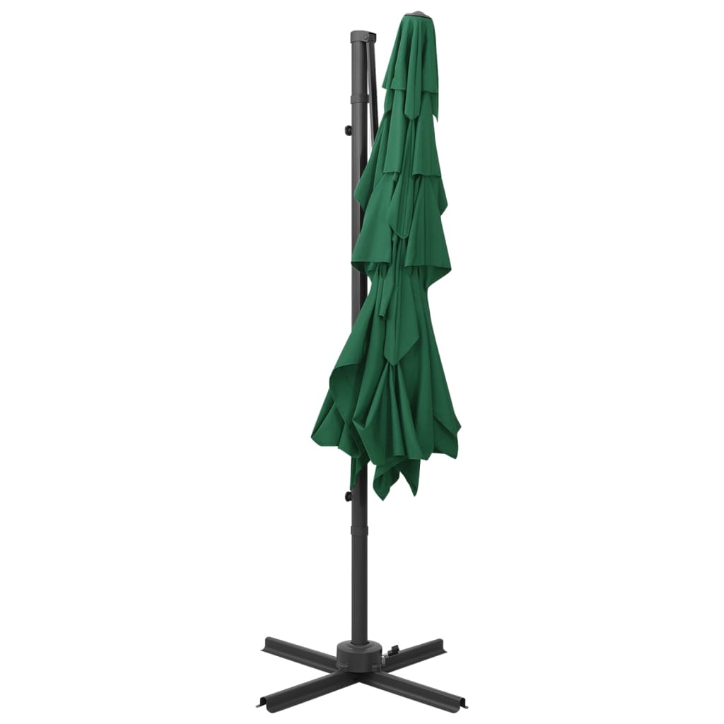 vidaXL 4-poziomowy parasol na aluminiowym słupku, zielony, 250x250 cm