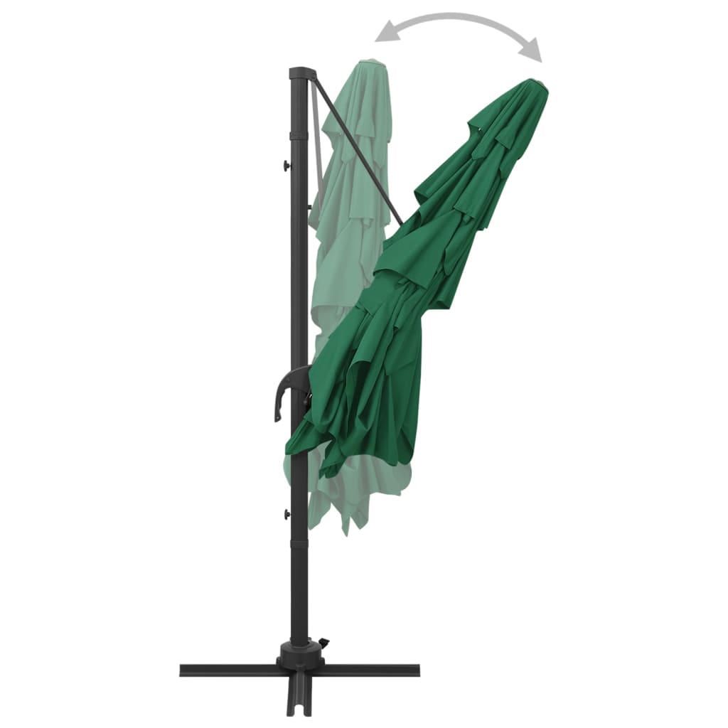 vidaXL 4-poziomowy parasol na aluminiowym słupku, zielony, 250x250 cm