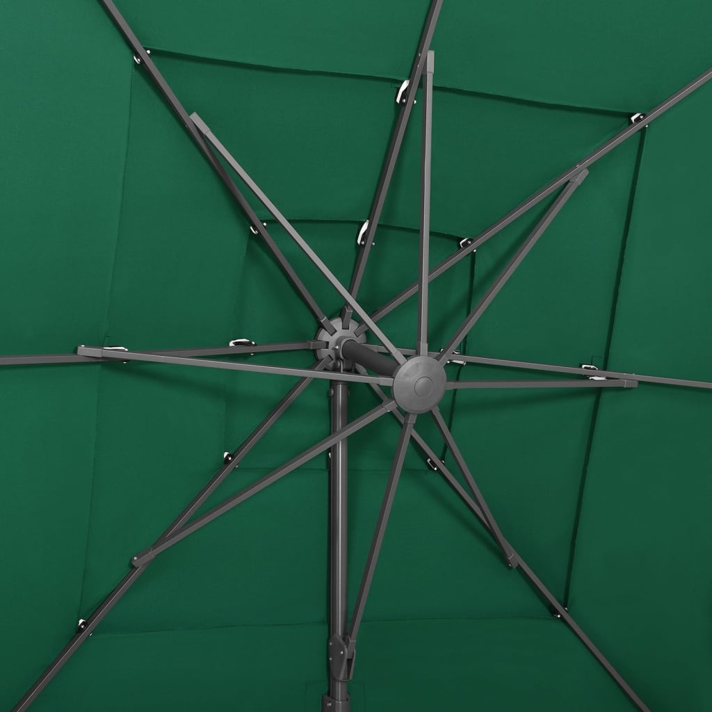 vidaXL 4-poziomowy parasol na aluminiowym słupku, zielony, 250x250 cm