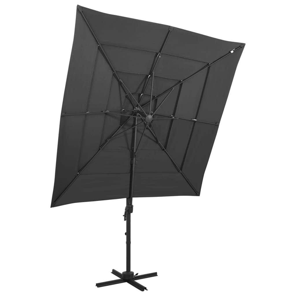 vidaXL 4-poziomowy parasol na aluminiowym słupku, antracyt, 250x250 cm