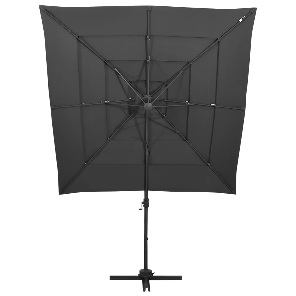 vidaXL 4-poziomowy parasol na aluminiowym słupku, antracyt, 250x250 cm