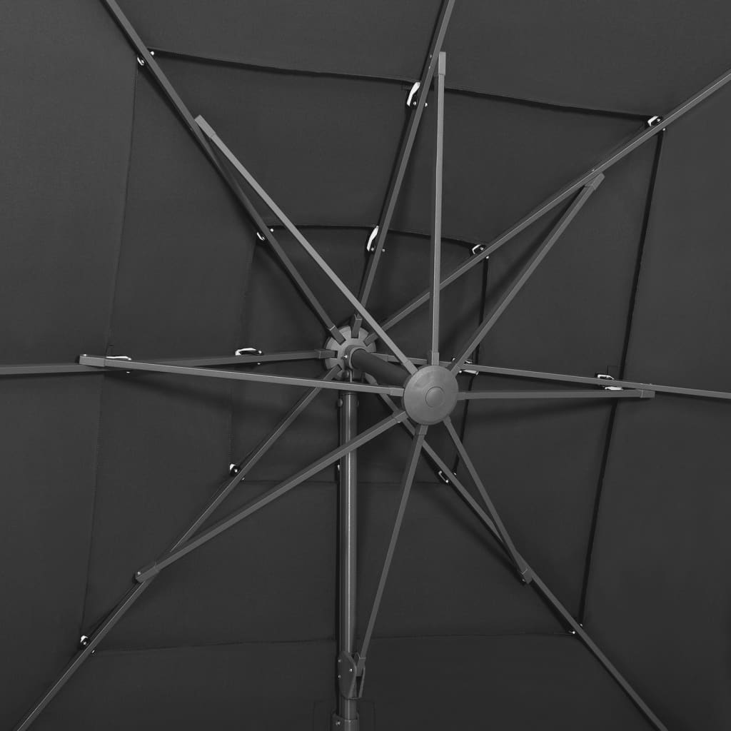 vidaXL 4-poziomowy parasol na aluminiowym słupku, antracyt, 250x250 cm